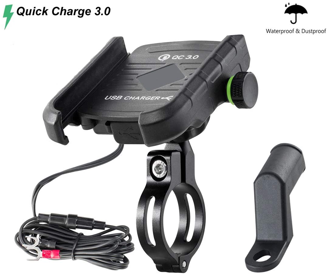 Motorcycle Handlebar Fast Charger Adapter With USB For Mobile Phone Waterproof 